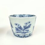 japanese antique Imari blue and white soba cup with design of flower