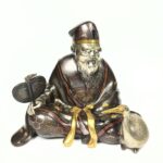 Silver Okimono of JUROJIN by 10th gene JOUEKI NAKAGAWA