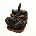 japanese antique Lacquered wood head of SHISHI