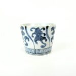 japanese antique Imari ware blue and white soba cup with design of flower