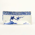 japanese antique Imari ware blue and white dish rectangular dish with design of flower arabesque and plum