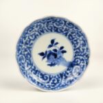 japanese antique Imari ware blue and white small dish with design of octopus arabesque