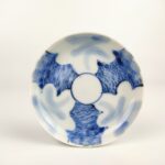 japanese antique Imari ware blue and white tiny dish with design of wave