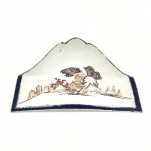 japanese antique Imari ware KOkutani style blue and white,gold and silver colored dish with design of landscape