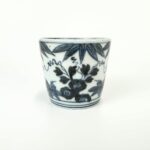 japanese antique Imari ware blue and white soba cup with design of bamboo tree