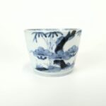 japanese antique Imari ware blue and white soba cup with design of pine and bamboo