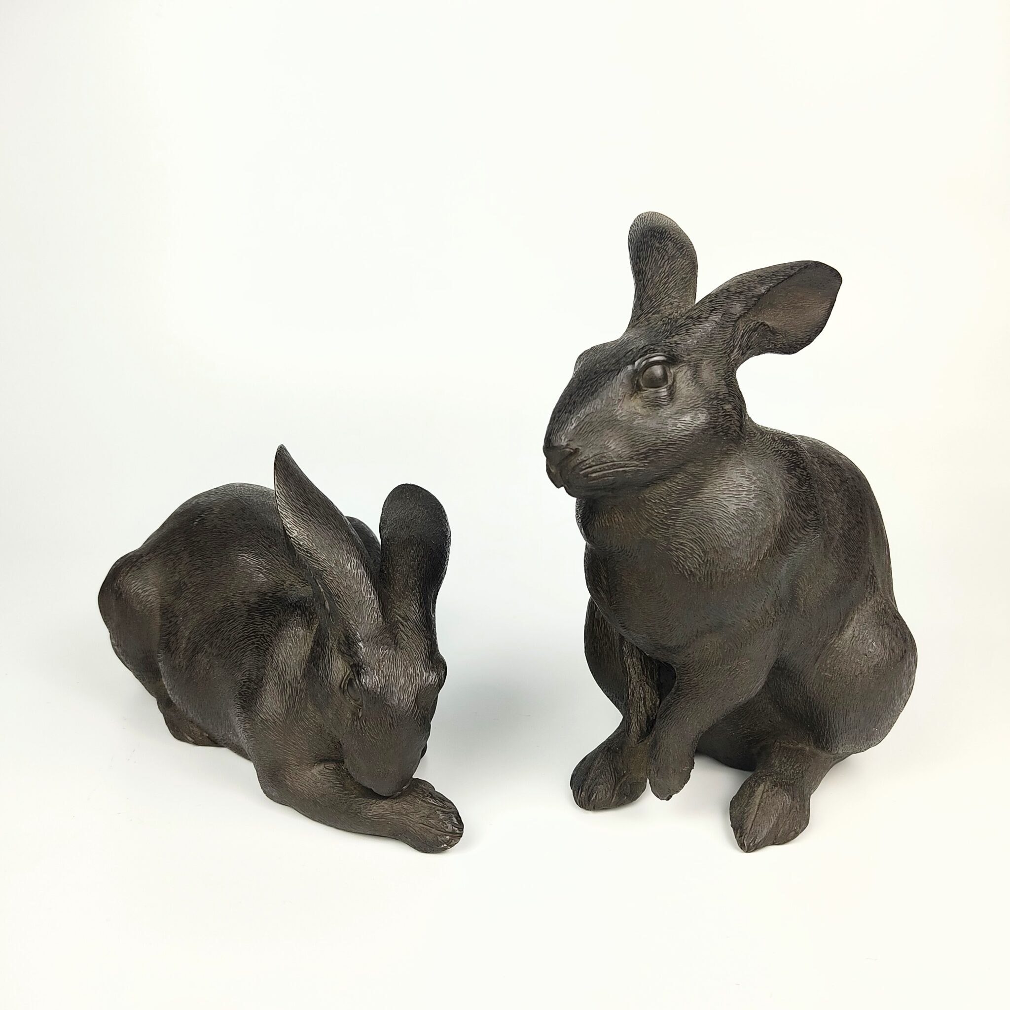 Bronze rabbits OKIMONO By HIROMITSU Antique Nishikawa