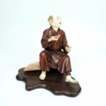 japanese antique carved wood and ivory Okimono of Man