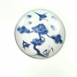 blue and white chinese antique porcelain with design of pinetree,crane and deer