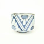 japanese antique Imari ware blue and white cup with design of flowers