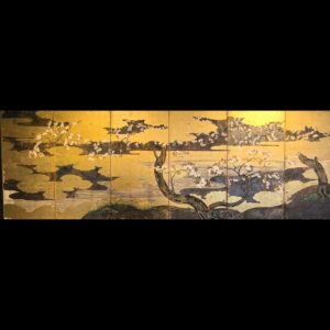 金銀地著色桜図六曲屏風