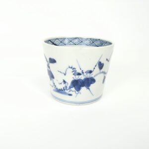 japanese antique Imari ware blue and white soba cup with design of  morning glory