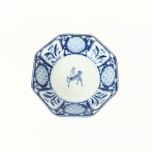 japanese antique Imari ware blue and white octagon bowl with design of qilin