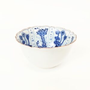 japanese antique Imari ware blue and white cup with design of Cotton rose
